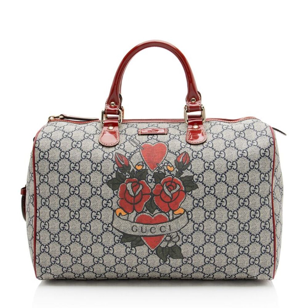Gucci GG Supreme Tattoo Heart Medium Boston Bag